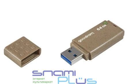 Флеш накопичувач USB 64Gb Goodram UME3 "Eco Friendly", Brown, USB 3.2 Gen 1 (UME3-0640EFR11) 247137 фото