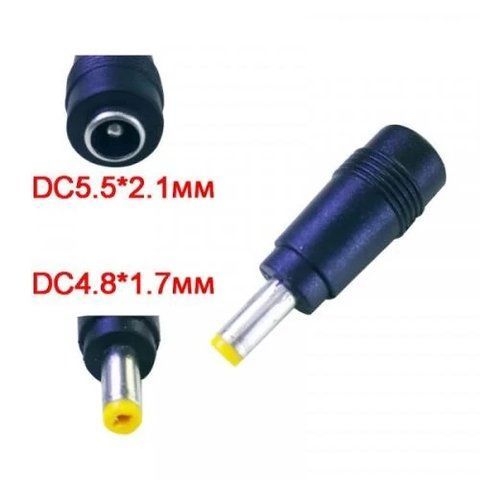 Переходник питания DC 5.5x2.1 (F) - DC 4.8x1.7 (M), Black, CHiNa (S1018) 289338 фото