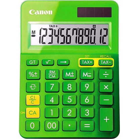 Калькулятор Canon LS-123K, Green, 12 цифр, сонячна батарея / літієва батарея (9490B002) 177849 фото