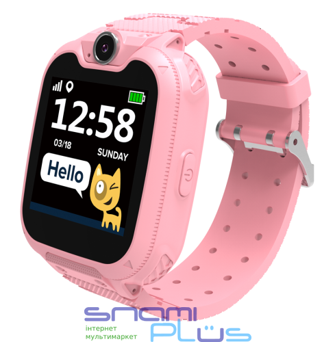 Дитячий годинник Canyon KW-31 'Tony', Pink, GSM (microSIM), 1.54” (240x240) IPS Touch, вбудована камера, microSD, MP3 плеєр, 7 ігор, 380 mAh, підтримка Android / iOS, 45 г (CNE-KW31RR) 229836 фото