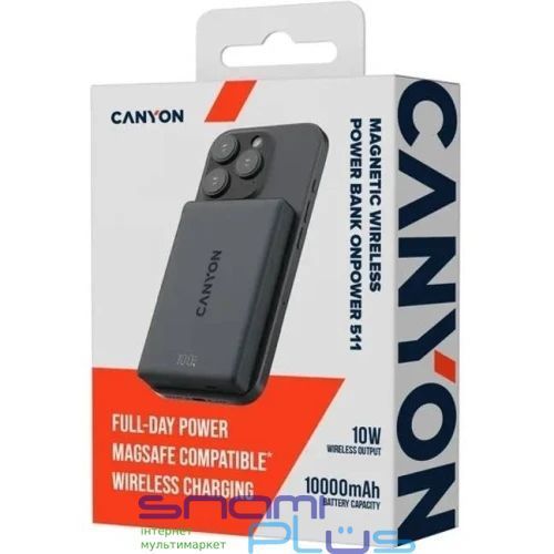 Универсальная мобильная батарея 10000 mAh, Canyon OnPower 511, Black, 20 Вт (CNS-CPB511B) 322011 фото