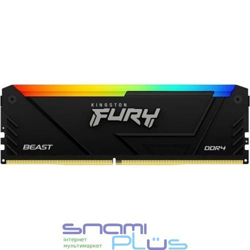 Память 8Gb DDR4, 3200 MHz, Kingston Fury Beast RGB, Black (KF432C16BB2A/8WP) 316991 фото