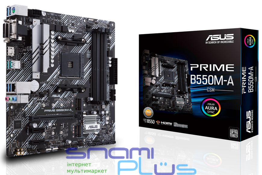 Мат.плата AM4 (B550) Asus PRIME B550M-A/CSM, B550, 4xDDR4, Int.Video(CPU), 4xSATA3, 2xM.2, 1xPCI-E 16x 4.0, 2xPCI-E 1x 3.0, ALC887, RTL8111H, 8xUSB3.2/4xUSB2.0, VGA/DVI-D/HDMI, MicroATX 225505 фото