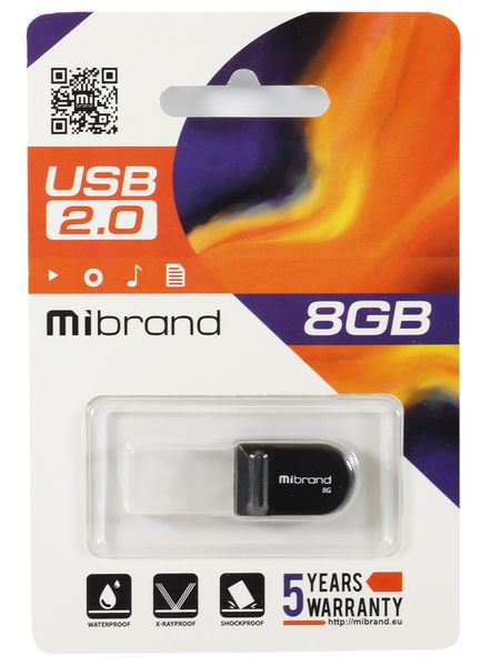 USB Flash Drive 8Gb Mibrand Scorpio, Black (MI2.0/SC8M3B) 214017 фото