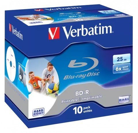 Диск BD-R Jewel Case, Verbatim, 25Gb, 6x, Printable, 10 шт (43713) 217055 фото