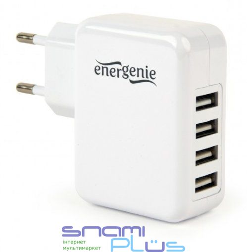 Мережевий зарядний пристрій EnerGenie White, 4xUSB, 3.1A (EG-U4AC-02) 218430 фото