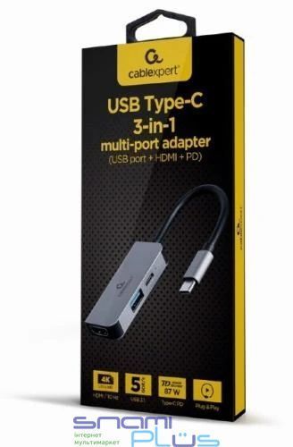 Хаб USB Cablexpert "3-in-1", Grey (A-CM-COMBO3-02) 258258 фото