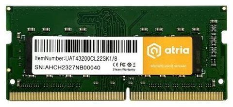 Память SO-DIMM, DDR4, 8Gb, 3200 MHz, Atria, 1.2V, CL22 (UAT43200CL22SK1/8) 271580 фото