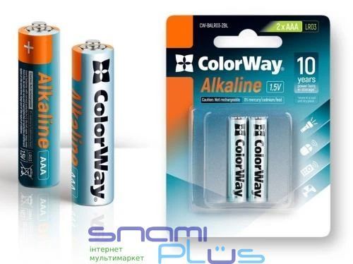 Батарейка AAA (LR03), щелочная, СolorWay Alkaline Power, 2 шт, 1.5V, Blister (CW-BALR03-2BL) 254074 фото