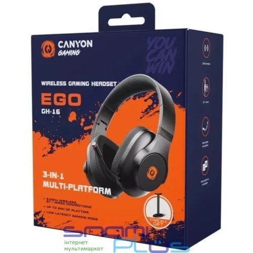 Навушники бездротові Canyon EGO GH-16 + підставка, Black (CND-SGHS16B) 308828 фото
