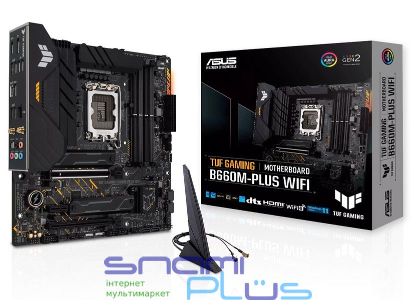 Мат.плата LGA1700, Asus TUF GAMING B660M-PLUS WIFI, B660, 4xDDR5, Int.Video(CPU), 4xSATA3, 2xM.2, 1xPCI-E 16x 5.0, 1xPCI-E 16x 3.0, 1xPCI-E 1x 4.0, ALC997, 2.5GLan, WiFi 6, Bluetooth 5.2, 8xUSB3.2/4xUSB2.0, HDMI/DP, MicroATX 241113 фото