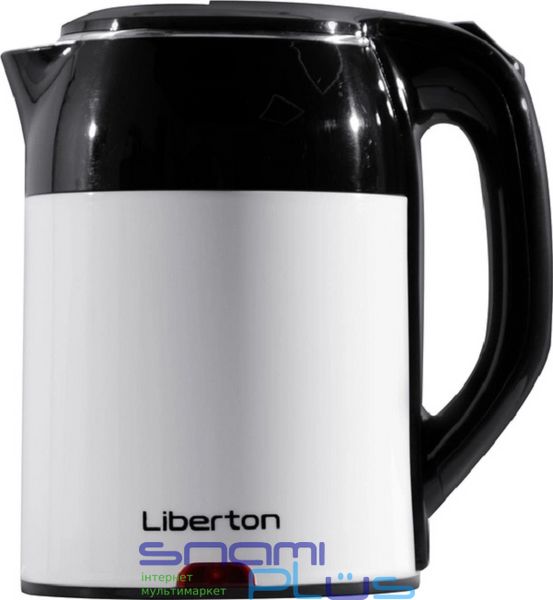 Электрочайник Liberton LEK-6825, White/Black, 1500W, 1.8л, дисковый, двойная стенка (нержавейка+пластик), автоотключение, индикатор включения, открывание крышки ручное, шкала уровня воды внутренняя 278336 фото