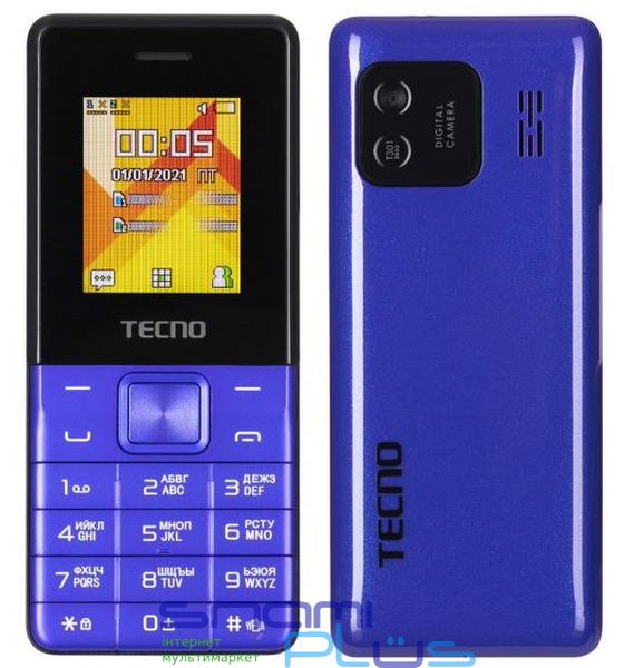 Мобільний телефон Tecno T301, Blue, Dual Sim (Mini-SIM), 2G, 1.77'' (128 x 160), 16MB, microSD, 0.08 Mp, FM-радио, Bluetooth, microUSB, 1150 mAh Li-Ion (4895180778698) 257537 фото