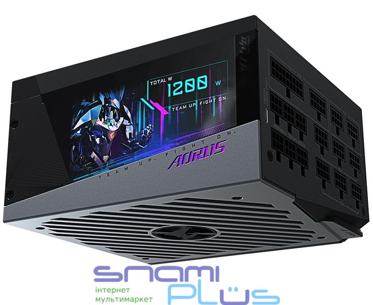 Блок питания 1200 Вт, Gigabyte AORUS P1200W, Black, модульный, 140 мм, LCD экран, PFC, 80 Plus Platinum, MB: 20+4 pin, CPU: 2 x 4+4 pin, VGA: 10 x 6+2 pin, 4xMolex / 2xFDD / 16xSATA, Защиты: OVP/OPP/SCP/UVP/OCP/OTP (GP-AP1200PM) 255765 фото