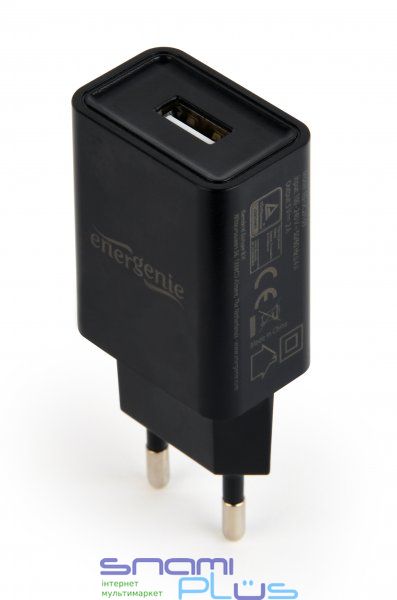 Мережевий зарядний пристрій EnerGenie Black, 1хUSB, 2.1A (EG-UC2A-03) 218445 фото