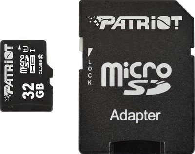 Карта пам'яті microSDHC, 32Gb, Class10 UHS-I, Patriot, SD адаптер (PSF32GMCSDHC10) 135368 фото