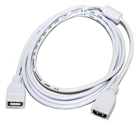 Кабель USB 2.0 - 1.8м AF/AF Atcom ферит фільтр білий 134681 фото