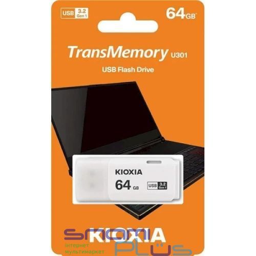 Флеш накопичувач USB 64Gb Kioxia TransMemory U301, White, USB 3.2 Gen 1 (LU301W064GG4) 308587 фото
