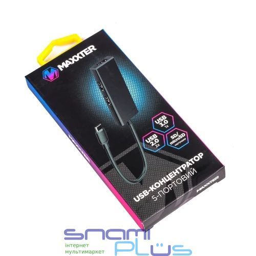 Хаб USB Maxxter HU3C-3PTF-01, Black 301713 фото