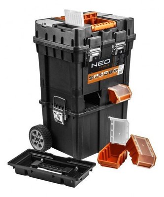 Ящик для інструментів на колесах NEO Tools, пластмасовий, 400x400x705 мм, Black-Orange (84-115) 193720 фото