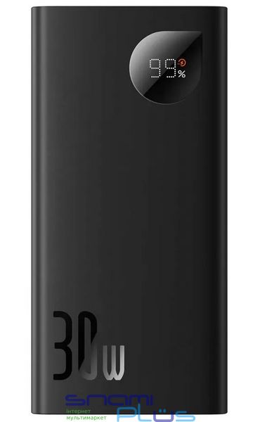 Универсальная мобильная батарея 10000 mAh, Baseus Adaman Metal Digital, Black, 30W QC (PPAD040001) 257856 фото