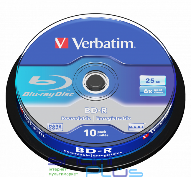 Диск BD-R 10 Verbatim, 25Gb, 6x, Spindle (43742) 218031 фото