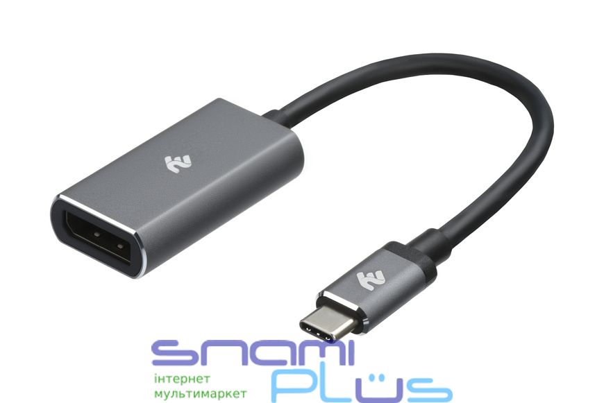 Адаптер USB 3.1 Type-C (M) - DisplayPort (F), 2E, Grey, 20 см, алюмінієвий корпус (2E-W1404) 187405 фото