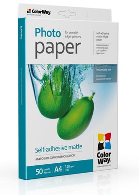 Фотопапір ColorWay, самоклеючий, матовий, A4, 120/80 г/м², 50 арк (PMS1208050A4) 22801 фото