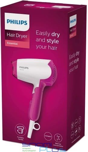 Фен дорожный Philips DryCare Essential BHD003/00, White/Pink 298487 фото