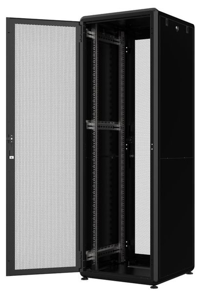 Шафа серверна, підлогова, 42U, 19', Mirsan 'GTV', Black (RAL 9005), 600 х 800 мм, IP20, скляні двері, вентиляційні отвори, до 1000 кг (MR.GTV42U68DE.01_PRF63) 240062 фото