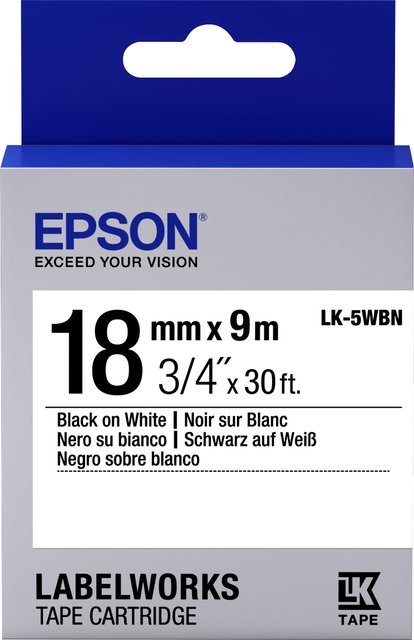 Картридж Epson LK5WBN, Black/White, LW-400/700/900/1000, 18 мм / 9 м, стандартна стрічка (C53S655006) 220642 фото