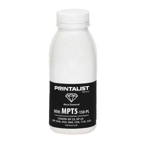 Тонер универсальный HP 1010/1100/1200/2100/2400/4000/5000, Black, 150 г, Printalist (MPT5-150-PL) 292246 фото