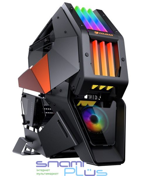 Корпус Cougar Conquer 2 Black/Orange, без БП, Full Tower, для CEB / ATX / Micro ATX / Mini ITX, 2xUSB 3.0, 1xType-C, 1x120 мм RGB, 2x120 мм Fan, Trelux Lighting с адресуемыми RGB-светодиодами 216305 фото