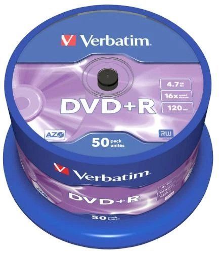Диск DVD+R 50 Verbatim, 4.7Gb, 16x, Matt Silver, Cake Box (43550) 116444 фото