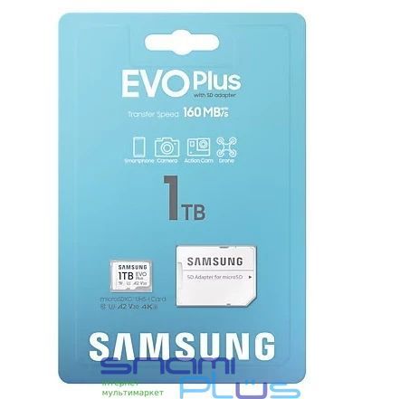 Карта пам'яті microSDXC, 1Tb, Samsung EVO Plus, SD адаптер (MB-MC1T0SA/EU) 303632 фото