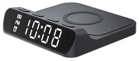 Годинник Havit W3031, Black, великий LED екран, бездротова зарядка (15 Вт), будильник (HV-W3031) 282642 фото