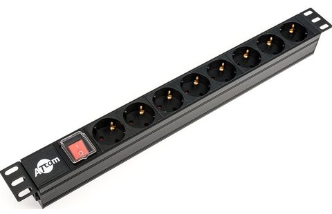 Модуль розподілу живлення 1U, 19', Atcom, Black, 8 розеток (PDU-8W-CN-WS) 276164 фото