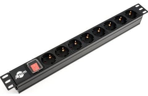 Модуль розподілу живлення 1U, 19', Atcom, Black, 8 розеток (PDU-8W-CN-WS) 276164 фото