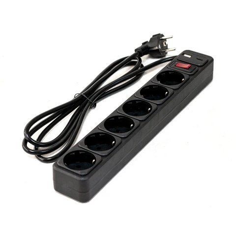 Фильтр сетевой GTL EU06K, 6 розеток, 1.8 м, Black, 1xType-C / 1xUSB (GTL-XH-EU06K-1.8B) 323542 фото