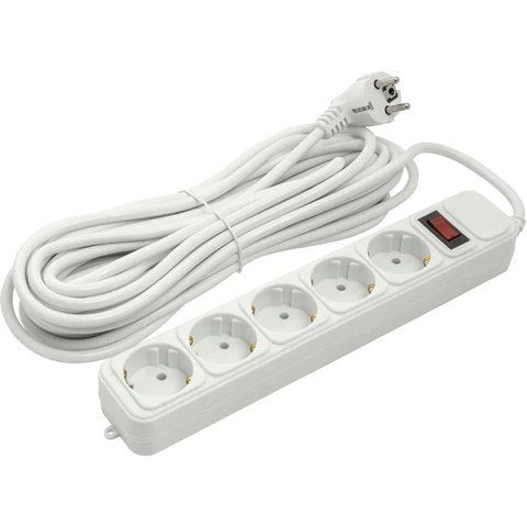Фільтр мережевий PowerPlant, 5 розеток, 10 м, White (PPSA10M100S5) 305624 фото