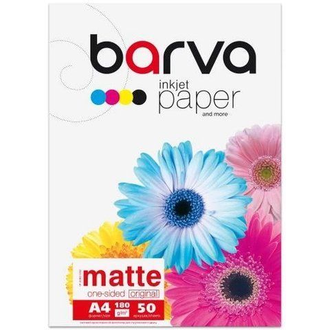 Фотобумага Barva, матовая, A4, 180 г/м&sup2;, 50 л, серия "Original" (IP-A180-032) 11519 фото