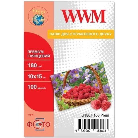 Фотопапір WWM, глянсовий, A6 (10х15), 180 г/м&sup2;, 100 арк, Premium Series (G180.F100.Prem) 151678 фото