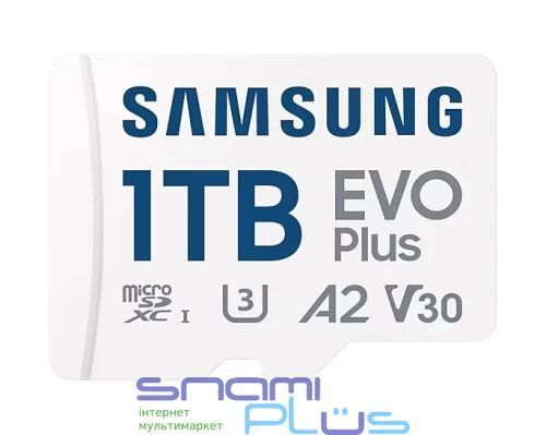 Карта пам'яті microSDXC, 1Tb, Samsung EVO Plus, SD адаптер (MB-MC1T0SA/EU) 303632 фото