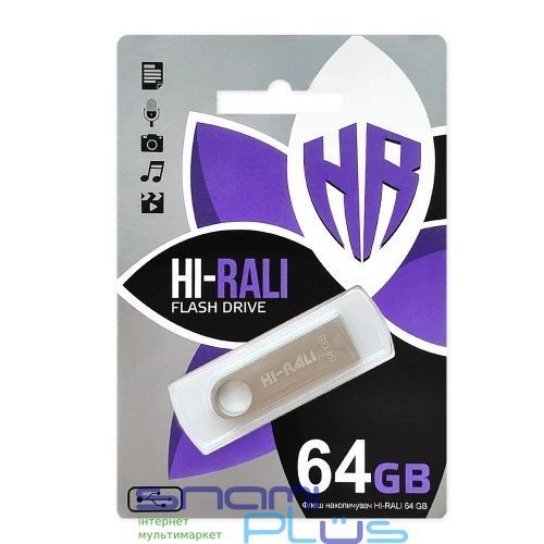 Флеш накопичувач USB 64Gb Hi-Rali Shuttle, Silver, USB 2.0 (HI-64GBSHSL) 160752 фото