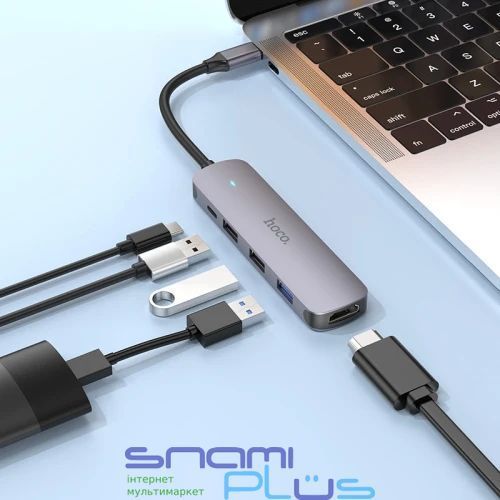 Хаб USB HOCO HB27, Grey 318820 фото
