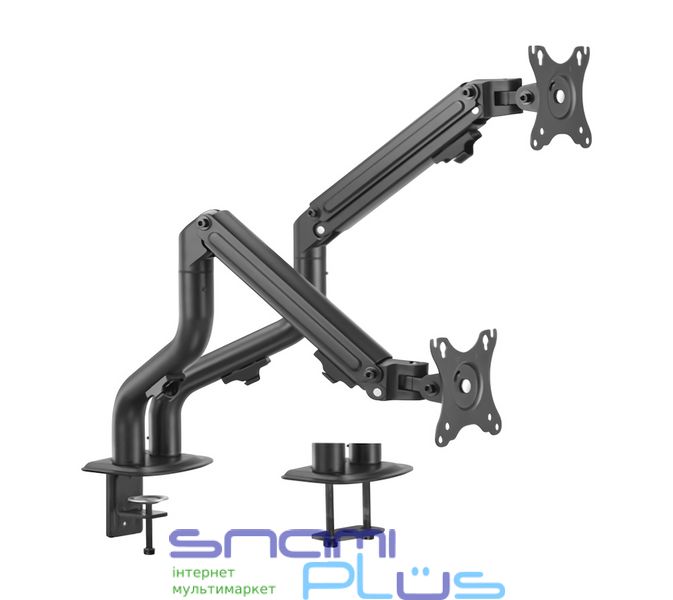 Кронштейн настольный для двух мониторов 17-32' Gembird MA-DA2-02 VESA 100х100 мм, до 8 кг, наклон от -45° до +90°, поворот 90°, вращение 180°, высота рельса: 445 мм, макс. толщина стола: зажим: 10~80 мм, втулка: 10~40 мм 274715 фото