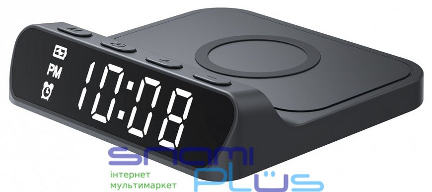 Часы Havit W3031, Black, большой LED экран, беспроводная зарядка (15 Вт), будильник (HV-W3031) 282642 фото