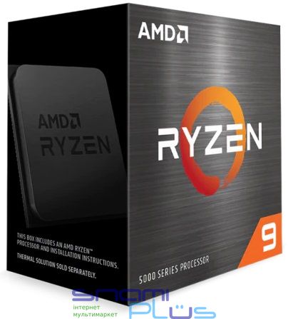 Процесор AMD (AM4) Ryzen 9 5900X, Box, 12x3.7 GHz (Turbo Boost 4.8 GHz), L3 64Mb, Zen 3, 7 nm, TDP 105W, розблокований множник, кулер в комплект не входить (100-100000061WOF) 214582 фото