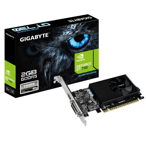 Відеокарта GeForce GT730, Gigabyte, 2Gb GDDR5, 64-bit, DVI/HDMI, 902/5000 MHz, Low Profile (GV-N730D5-2GL) 153829 фото