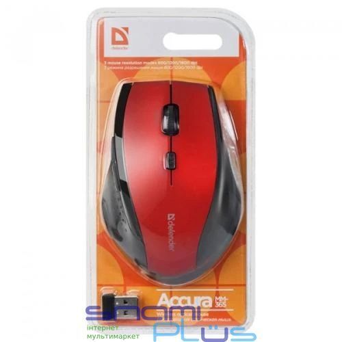 Мышь беспроводная Defender Accura MM-365, Red/Black (52367) 166366 фото